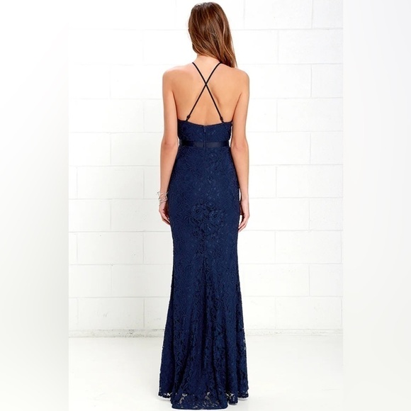 Lulus Zenith Navy Blue Lace‎ Maxi Dress, Size XS - Picture 9 of 13